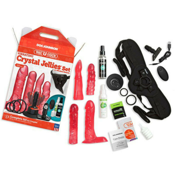 Harness set - Doc Johnson Vac-U-Lock Crystal Jellies Set, Red