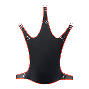 Stylish Leather Sling - Black with Red Piping" by Shots Media