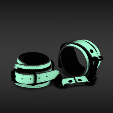 NS NOVELTIES GLO Ank Cuffs Green Vegan/Metal