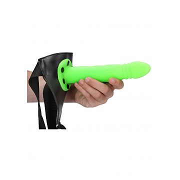 Glow-in-the-Dark Twisted Hollow Strap-On by Ouch - 20 cm
