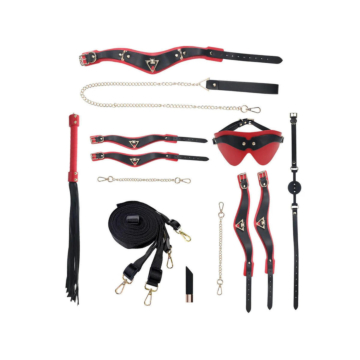 Ouch Milan Collection -Bondage Kit with Bag - Black/Red