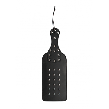 Shots Media Leather Studded Paddle Black Genuine Leather.