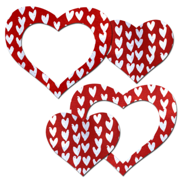 Pastease Red Hearts on White Frame Nipple Pasties