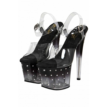 Platform Pump Sandals Transparent/black 15,5cm S9091