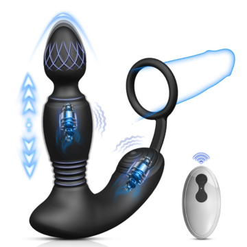 Prostate Rotation Anal Plug with Cock Ring 