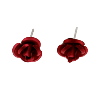 Stunning Petite Red Rose Earrings