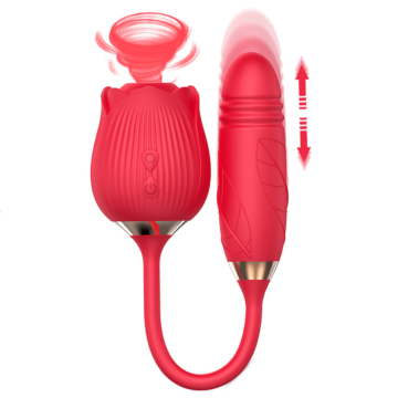 Rose Sucker With Thrusting Dildo Red