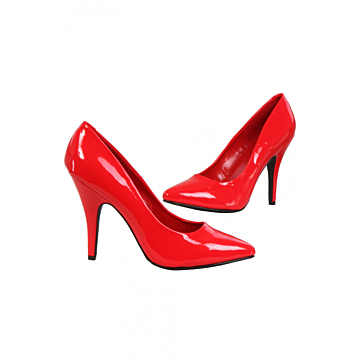 Stun in Soiemio's Red Vinyl Heels