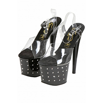 Open Vinyl & rhinestone Pumps