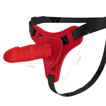 Silicone Dildo Strapon Harness Red