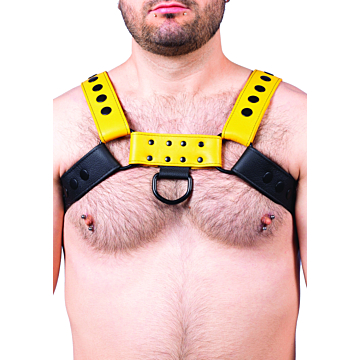 Kinksters Snap Leather Harness - Black/Yellow
