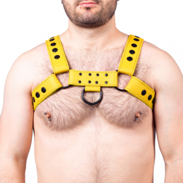 Kinksters Genuine Leather Snap Harness - Yellow