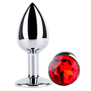 Stainless Steel Butt Plug Plug Silver Diamond Red S