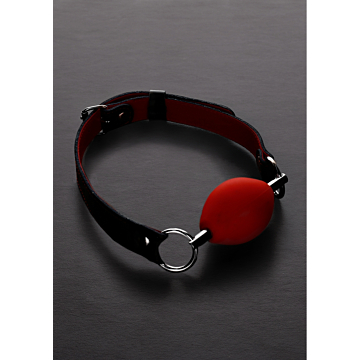 Triune Red Oval Silicone Ball Gag Genuine Leather