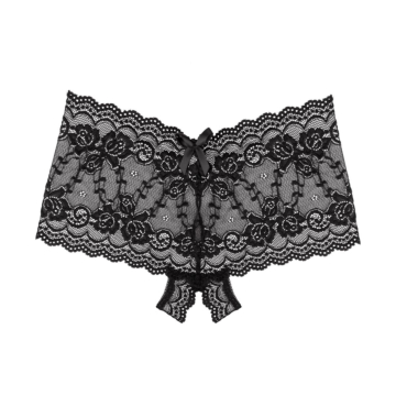 Sensual Style: Mila Crotchless Lace Briefs in Black