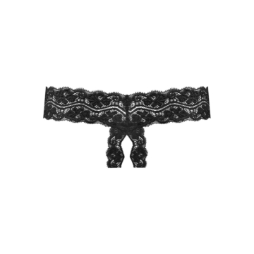 Unleash Seduction with Kyra Crotchless Thong - Black