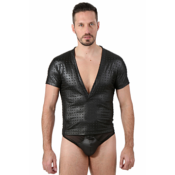 Soiemio Black Leatherate Fetish Tee