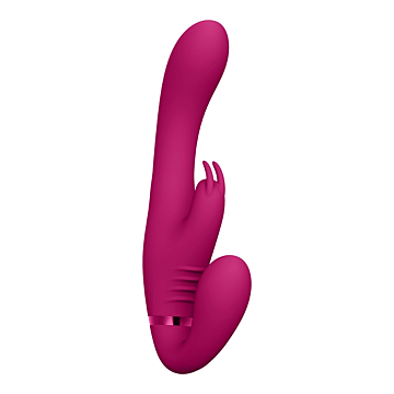 VIVE-SATU Rechargeable Vibrating Triple Motor Silicone Rabbit Strapless Strapon Pink