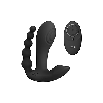 VIVE-KATA Rechargeable Triple Motor Hands-Free Silicone Vibrator - Black..
