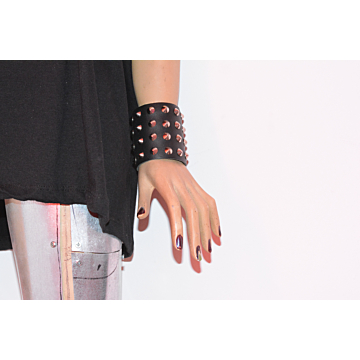 Kinksters Black Leather Wristband - Conical
