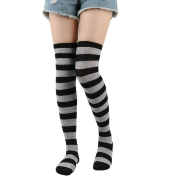 Stocking Over The Knee Socks Gray-Black
