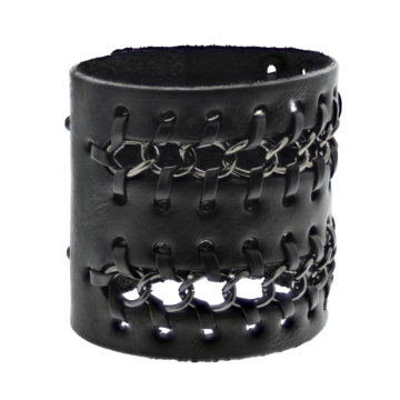 N/A "Black PU 2-Row Chain Bracelet" Black N/A