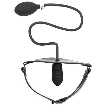 Silicone SPARTACUS Inflatable Dildo Gag - Black