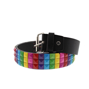 Kinksters Rainbow Chessboard Belts Genuine Leather Multi.