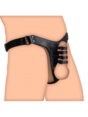 Xr Brands Strict Male Chastity Harness Black Metal Vegan Leather