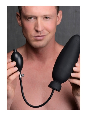 XR Brands Inflatable Silicone Dildo - Black