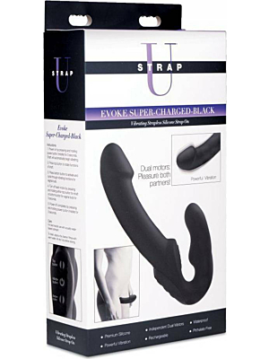 XR.Brands Black Silicone Vibrating Strap-On.