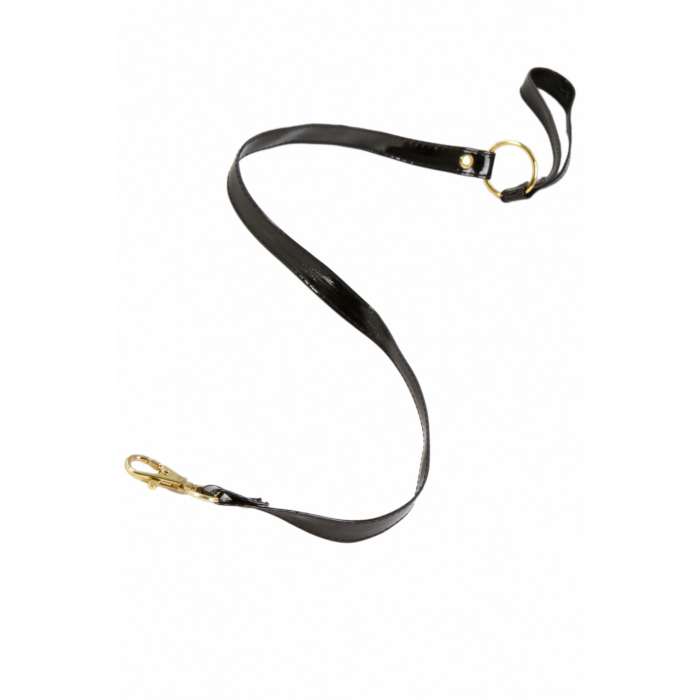 Vinyl leash with wrist strap and carabiner Black Vinyl leash with wrist strap and carabiner Black