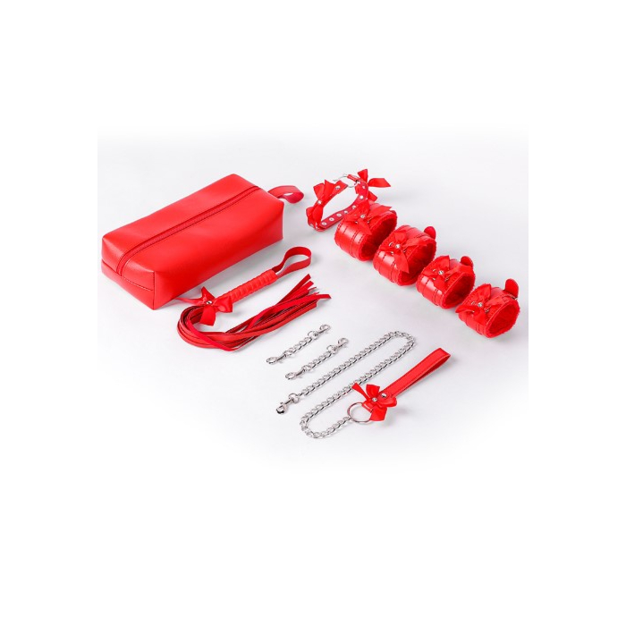 Good Girl BDSM Set, 4 Pieces with Storage Bag, Red Good Girl BDSM Set, 4 Pieces with Storage Bag, Red