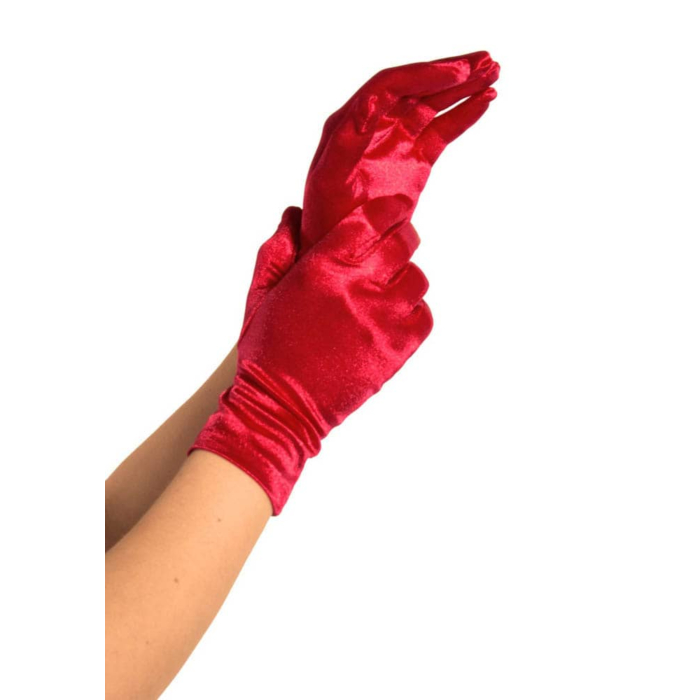 Wrist Length Satin Gloves, red, O/S Wrist Length Satin Gloves, red, O/S