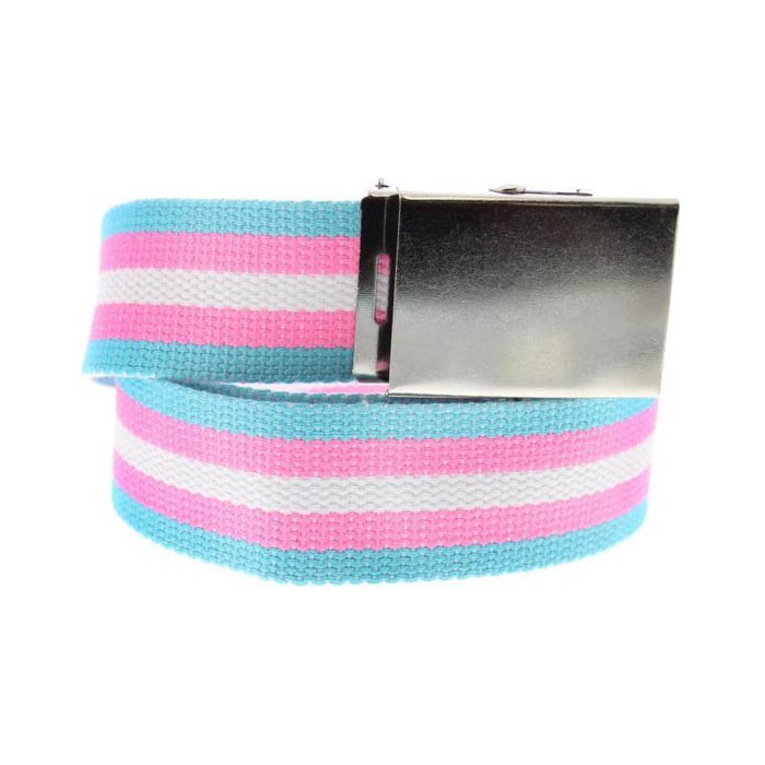Transgender Canvas Webbing Belt with Shiny Silver Slider Buckle (Length - 120cm, Width - 3.7cm)