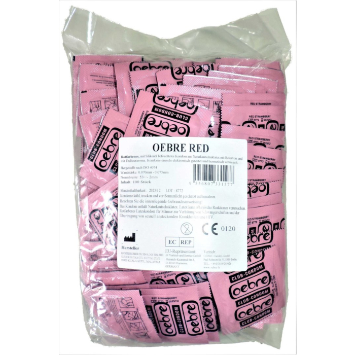 High Quality German Condoms OEBRE RED with strawberry aroma 100pcs High Quality German Condoms OEBRE RED with strawberry aroma 100pcs