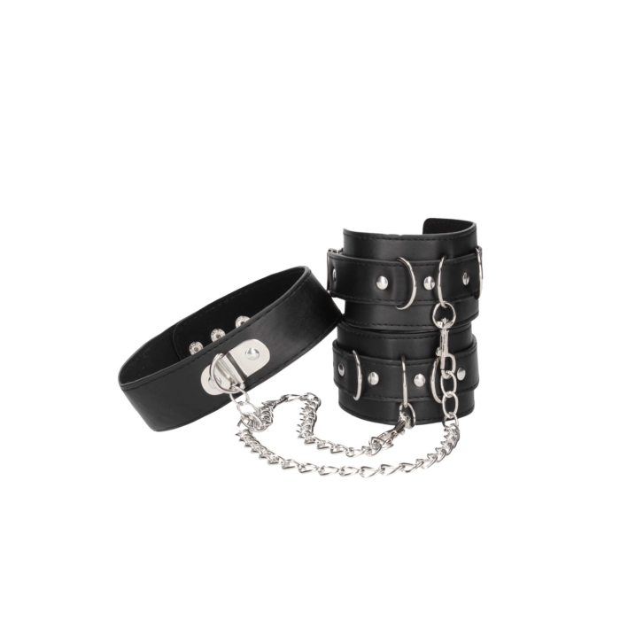 Bonded Leather Collar With Hand Cuffs Bonded Leather Collar With Hand Cuffs
