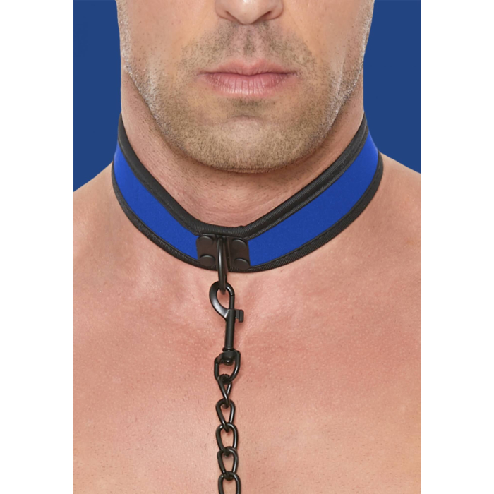 Neoprene Collar With Leash Blue Neoprene Collar With Leash Blue