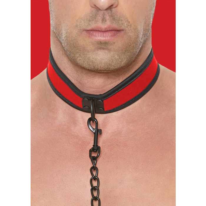 Neoprene Collar With Leash Red Neoprene Collar With Leash Red